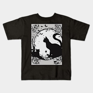 Cat Shadow Silhouette Anime Style Kids T-Shirt